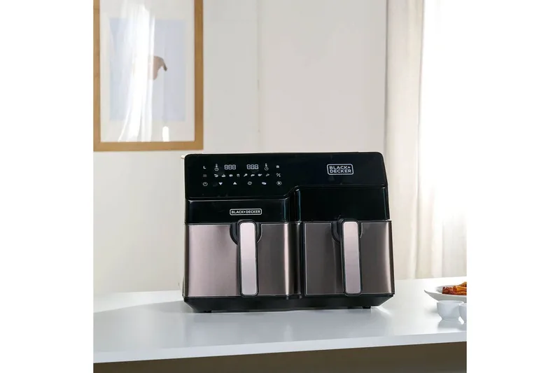Air Fryer Black+Decker Dobbelt kurv 2500W - Sort||Sølv - Husholdning - Køkkenmaskiner