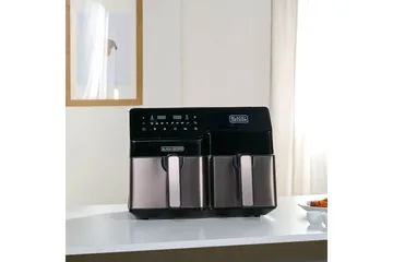Air Fryer Black+Decker Dobbelt kurv 2500W - Sort||Sølv - Husholdning - Køkkenmaskiner