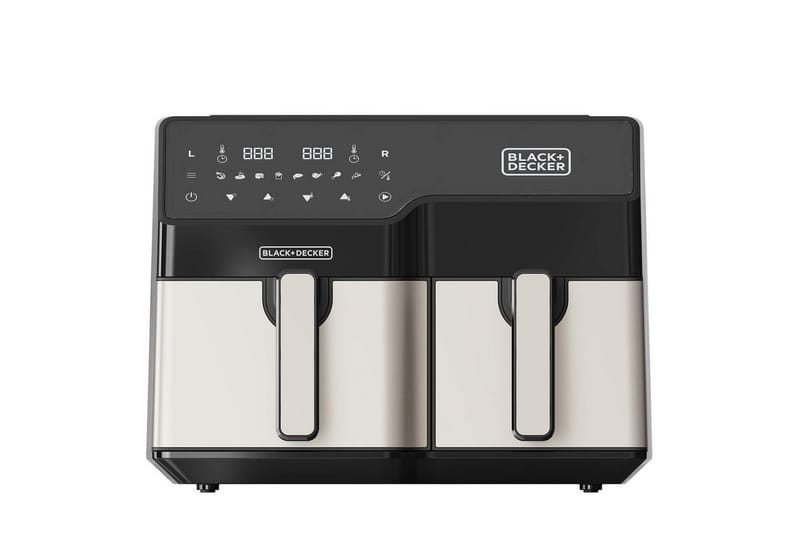 Air Fryer Black+Decker Dobbelt kurv 2500W, Sort||Sølv