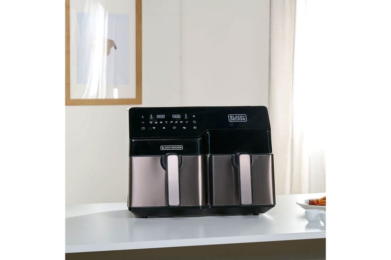 Air Fryer Black+Decker Dobbelt kurv 2500W - Sort||Sølv - Husholdning - Køkkenmaskiner