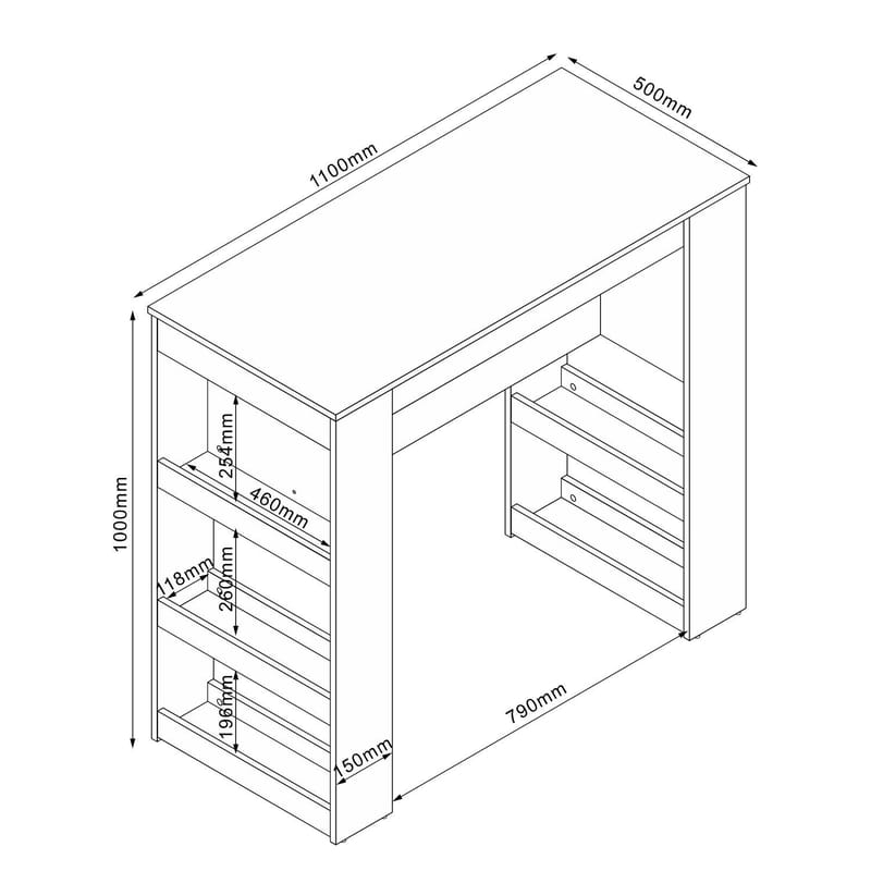 Barbord HOME4YOU Hannes 110x50x100 cm Rustik melamin - rustik brun - Husholdning - Bar & vin - Barmøbler