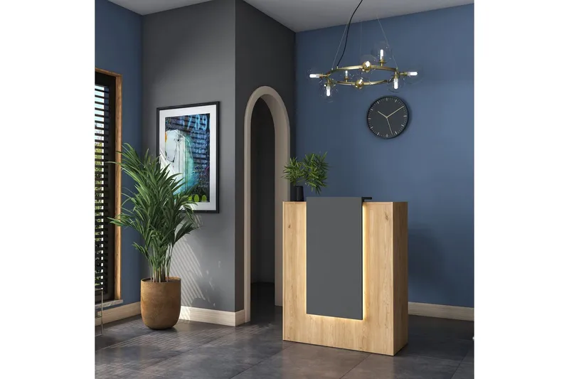 Receptionbord Thornmere valnød / antracit - Rødbrunt træ/Antracit - Husholdning - Bar & vin - Barmøbler - Bardisk