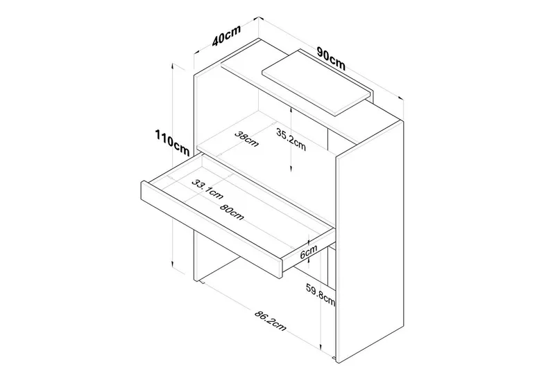 Receptionbord Thornmere valnød / antracit - Rødbrunt træ/Antracit - Husholdning - Bar & vin - Barmøbler - Bardisk
