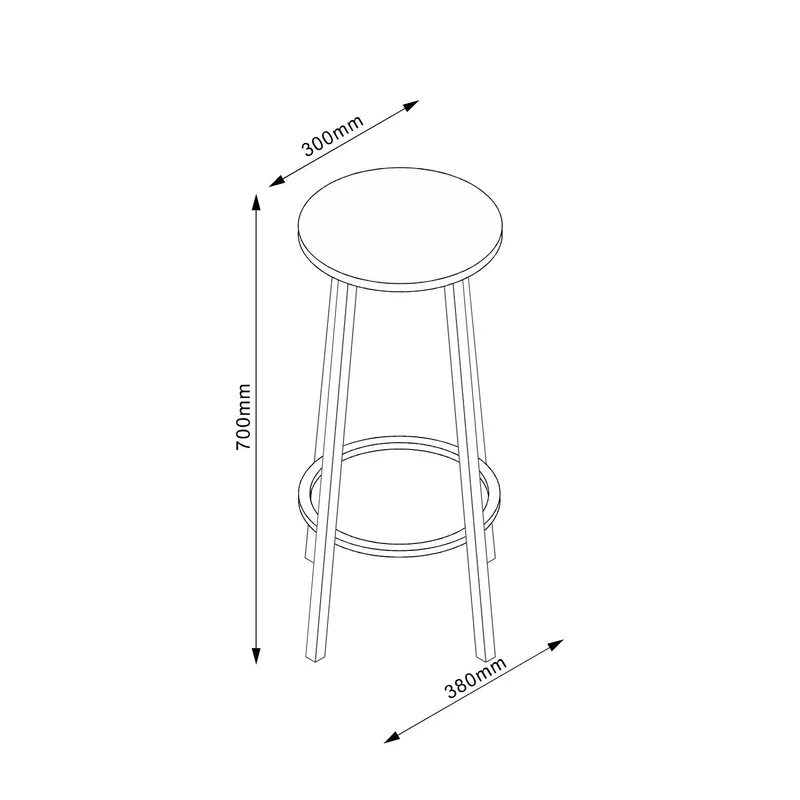 Barstol HOME4YOU Hannes 38x38x70 cm rustik melamin - brun - Husholdning - Bar & vin - Barmøbler