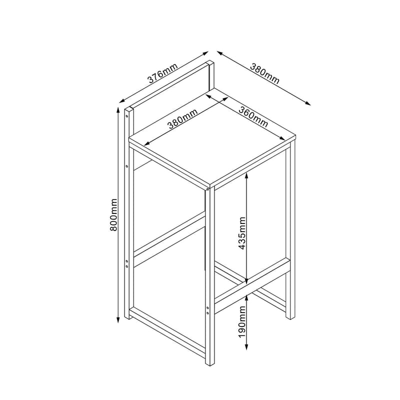 Barstol HOME4YOU Hannes 38x38x80 cm rustik melamin - rustik - Husholdning - Bar & vin - Barmøbler