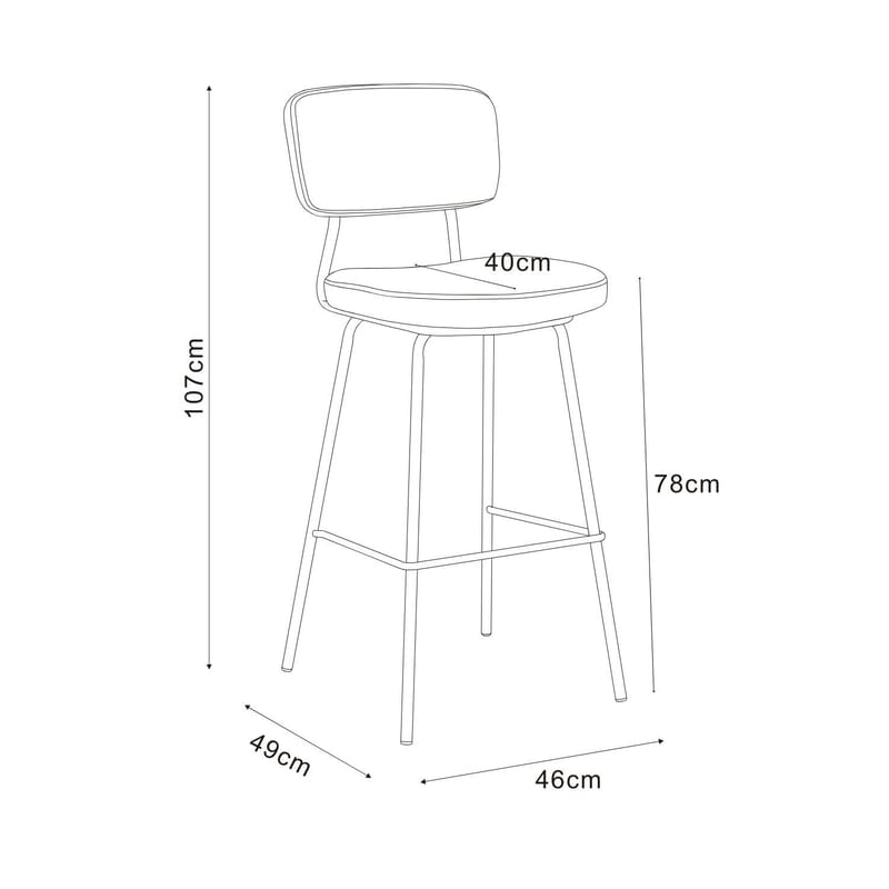 Barstol HOME4YOU Keiu 46x49x107 cm 80x40xh80 cm, melamin eg - vintage pink - Husholdning - Bar & vin - Barmøbler