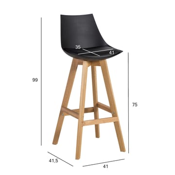 Barstol HOME4YOU Sonja 150x40xh74 cm, melamin med egetræsbark - sort - Husholdning - Bar & vin - Barmøbler