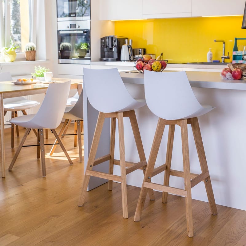 Barstol HOME4YOU Sonja 80x40xh85 cm, Melamin med egetræsbark - hvid - Husholdning - Bar & vin - Barmøbler