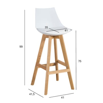 Barstol HOME4YOU Sonja 80x40xh85 cm, Melamin med egetræsbark - hvid - Husholdning - Bar & vin - Barmøbler