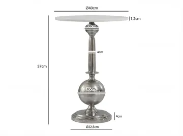 Derva rundt sidebord 40 cm med bordplade i ægte marmor - sølv og hvid - Møbler - Borde - Aflastningsbord - Bakkebord & små borde