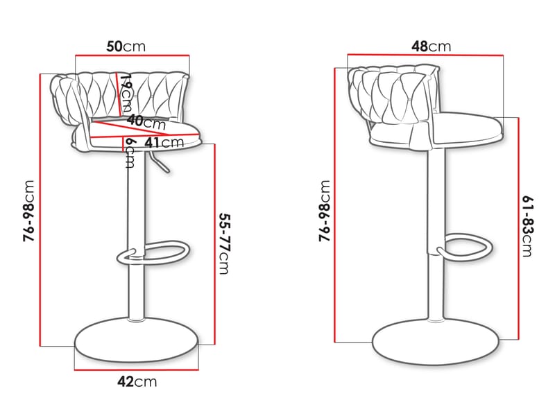 Garrick Barstol 76 cm 2-pak - Sort - Husholdning - Bar & vin - Barmøbler