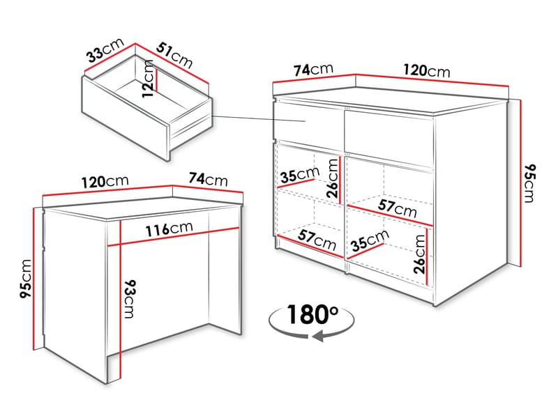 Valricon Køkkenø 120 cm - hvid - Husholdning - Bar & vin - Barmøbler