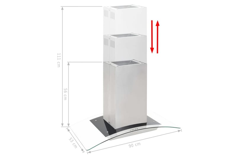 ø-emhætte 90 cm rustfrit stål 756 m³/t LED - Frithængende emhætte