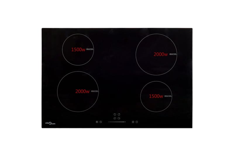 Induktionskogeplade 4 Varmezoner Touch-Panel Glas 77cm 7000W - Sort - Husholdning - Hvidevarer - Komfur