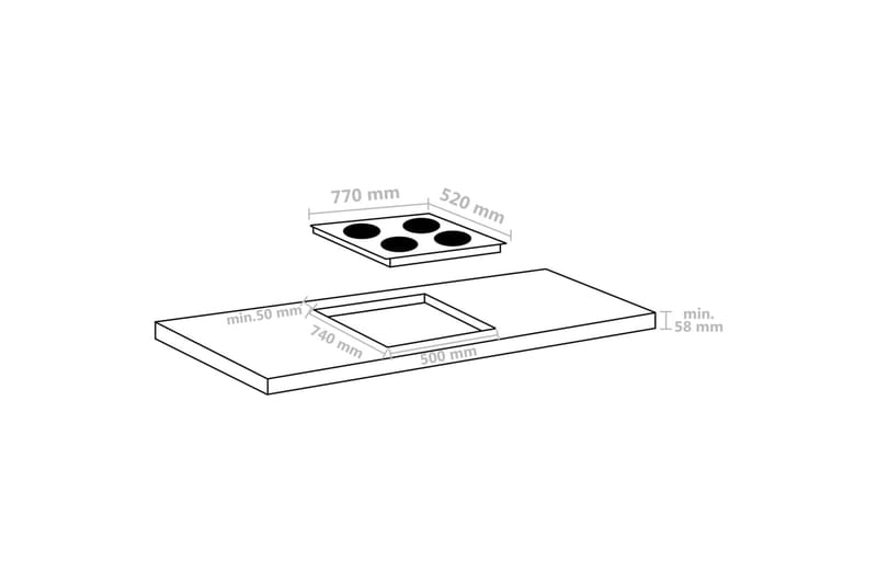 Induktionskogeplade 4 Varmezoner Touch-Panel Glas 77cm 7000W - Sort - Husholdning - Hvidevarer - Komfur