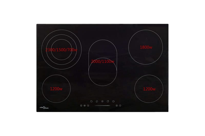 Keramisk Kogeplade Med 5 Kogezoner Touch-Panel 90 cm 8500 W - Sort - Induktionskogeplade