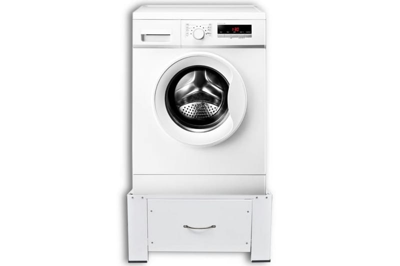 Vaskemaskinesokkel Med Skuffe Hvid - Hvid - Vaskemaskine - Frontbetjent vaskemaskine