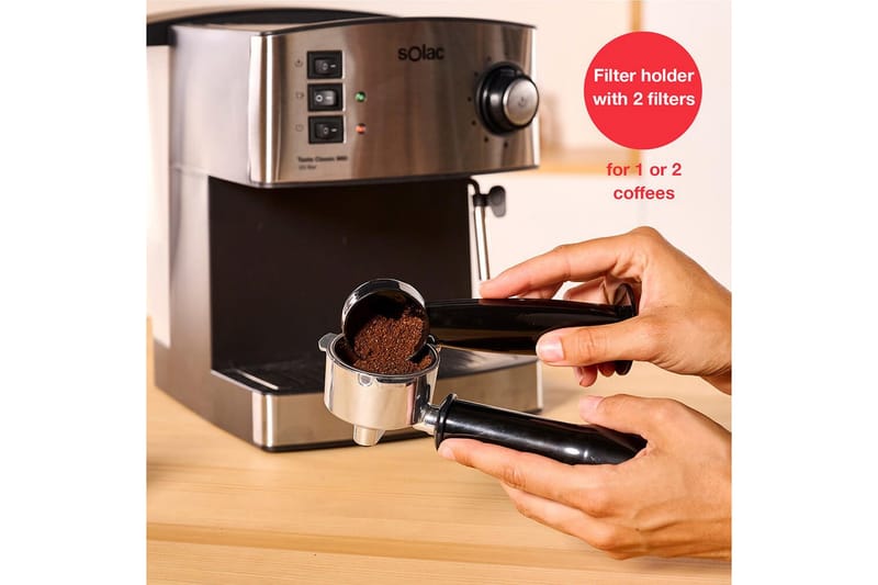 Espressomaskine Solac Taste Classic M80 Inox Mat Silver - Mat Silver - Husholdning - Køkkenmaskiner - Kaffemaskine & kaffetilbehør