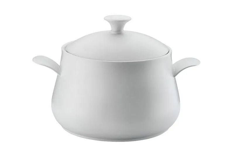 Adine Støbejernsgryde 31x22 cm, Porcelæn/Hvid