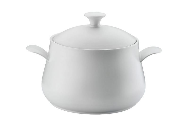 Adine Støbejernsgryde 31x22 cm, Porcelæn/Hvid