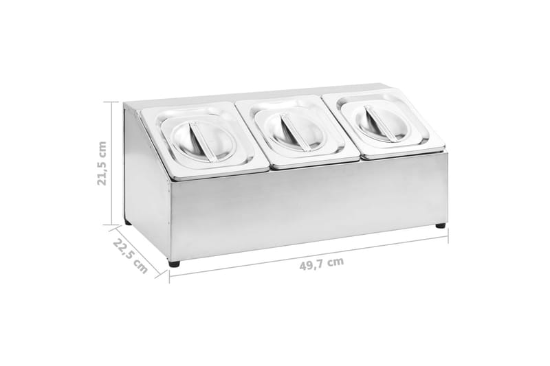 Gastronorm Beholder Med 3 Gn 1/6-Beholdere Rustfrit Stål - Husholdning - Madlavning & Bagning - Gryder og kasseroller