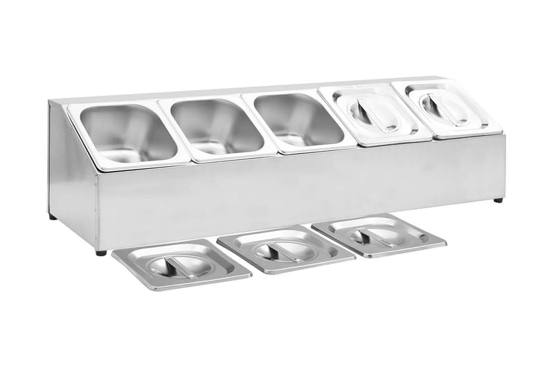 Gastronorm Beholder Med 5 Gn 1/6-Beholdere Rustfrit Stål - Husholdning - Madlavning & Bagning - Gryder og kasseroller