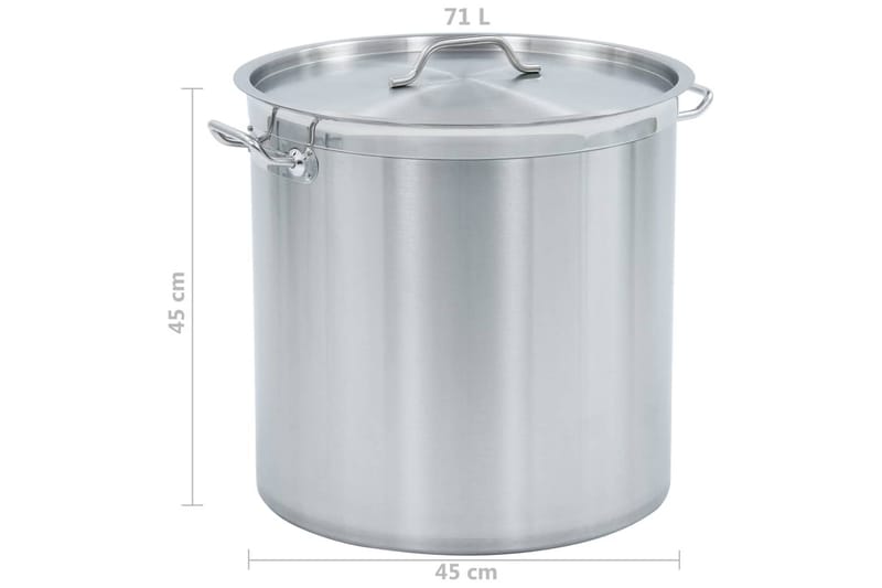 suppegryde 71 l 45 x 45 cm rustfrit stål - Sølv - Husholdning - Madlavning & Bagning - Gryder og kasseroller