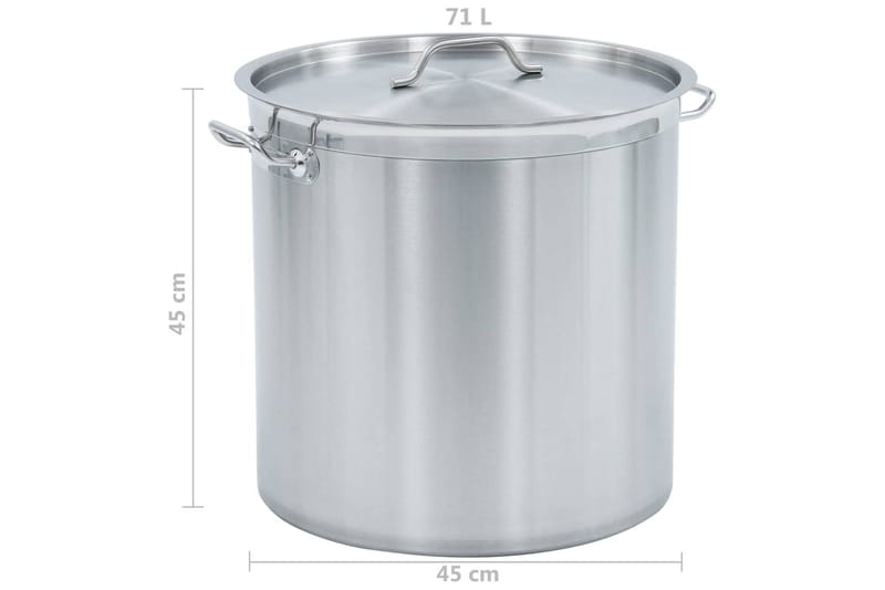 suppegryde 71 l 45 x 45 cm rustfrit stål - Sølv - Gryder og kasseroller - Kaseroller