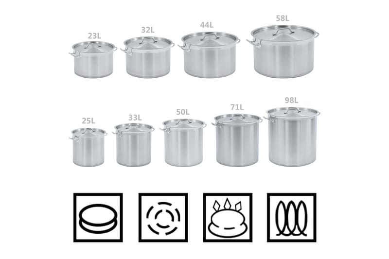 suppegryde 98 l 50 x 50 cm rustfrit stål - Sølv - Gryder og kasseroller - Kaseroller