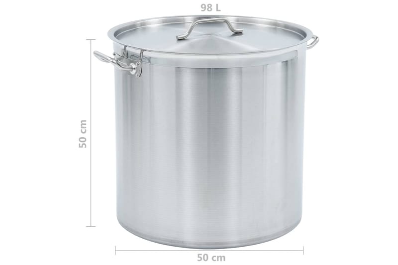 suppegryde 98 l 50 x 50 cm rustfrit stål - Sølv - Husholdning - Madlavning & Bagning - Gryder og kasseroller