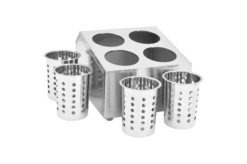 Bestikholder 4 Rum Firkantet Rustfrit Stål - Husholdning - Madlavning & Bagning - Køkkenudstyr
