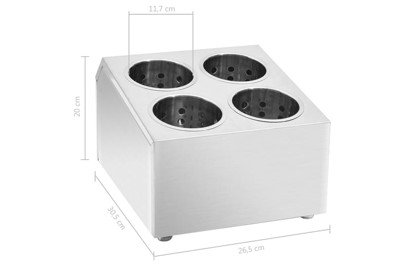 Bestikholder 4 Rum Firkantet Rustfrit Stål - Husholdning - Madlavning & Bagning - Køkkenudstyr