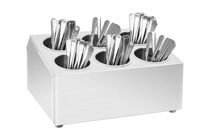Bestikholder 6 Rum Firkantet Rustfrit Stål - Husholdning - Madlavning & Bagning - Køkkenudstyr