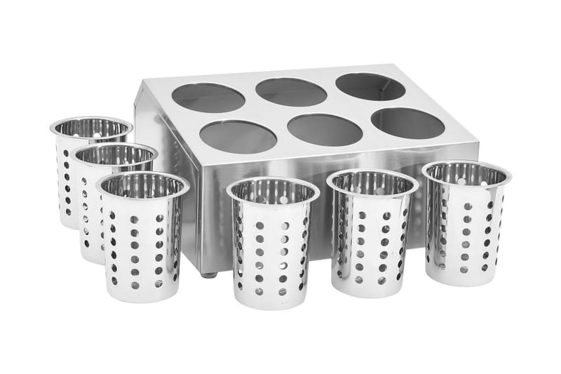 Bestikholder 6 Rum Firkantet Rustfrit Stål - Husholdning - Madlavning & Bagning - Køkkenudstyr