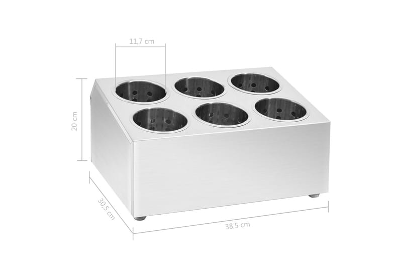 Bestikholder 6 Rum Firkantet Rustfrit Stål - Husholdning - Madlavning & Bagning - Køkkenudstyr