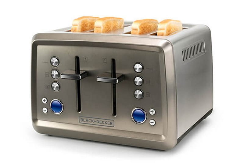 Brødrister Black+Decker 4 rum 1960W børstet stål - Grå - Husholdning - Madlavning & Bagning - Køkkenudstyr