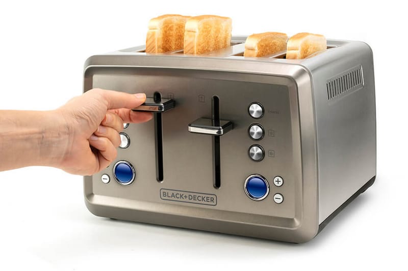 Brødrister Black+Decker 4 rum 1960W børstet stål - Grå - Husholdning - Madlavning & Bagning - Køkkenudstyr