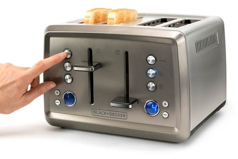 Brødrister Black+Decker 4 rum 1960W børstet stål - Grå - Husholdning - Madlavning & Bagning - Køkkenudstyr