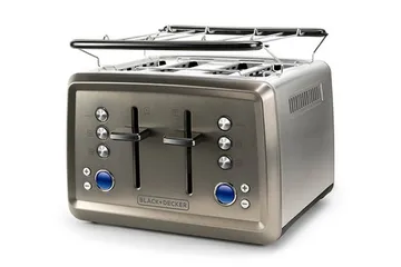Brødrister Black+Decker 4 rum 1960W børstet stål - Grå - Husholdning - Madlavning & Bagning - Køkkenudstyr