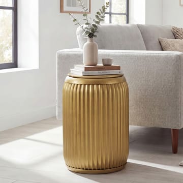 Carvik rundt sidebord i metal med aftagelig bordplade - guld - Husholdning - Madlavning & Bagning - Køkkenudstyr - Dåser & syltetøjsglas