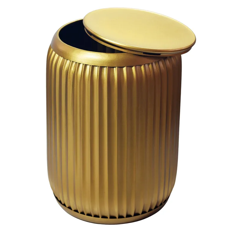 Carvik rundt sidebord i metal med aftagelig bordplade, guld