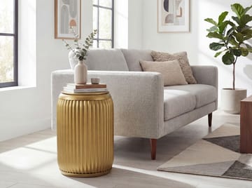Carvik rundt sidebord i metal med aftagelig bordplade - guld - Husholdning - Madlavning & Bagning - Køkkenudstyr - Dåser & syltetøjsglas