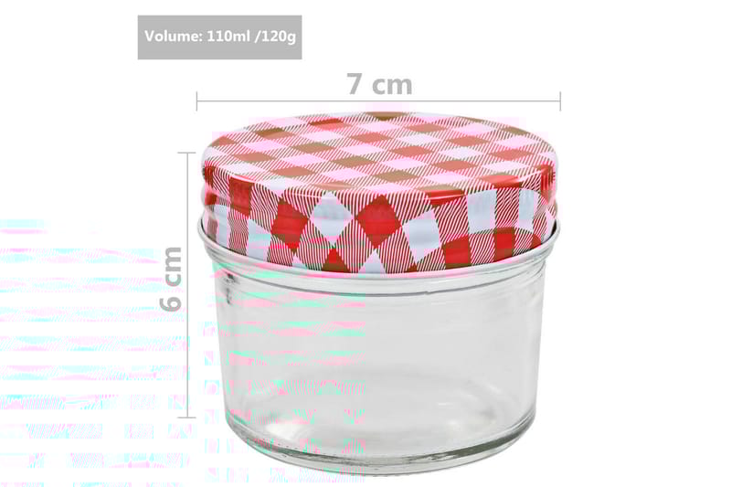 Syltetøjsglas 24 Stk. Med Hvide Og Røde Låg 110 Ml - Rød - Husholdning - Madlavning & Bagning - Køkkenudstyr - Dåser & syltetøjsglas