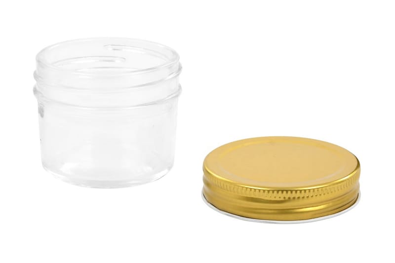 Syltetøjsglas 48 Stk. Med Guldfarvet Låg 110 Ml - Guld - Husholdning - Madlavning & Bagning - Køkkenudstyr - Dåser & syltetøjsglas
