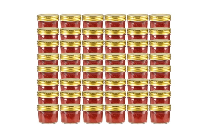 Syltetøjsglas 48 Stk. Med Guldfarvet Låg 110 Ml - Guld - Husholdning - Madlavning & Bagning - Køkkenudstyr - Dåser & syltetøjsglas