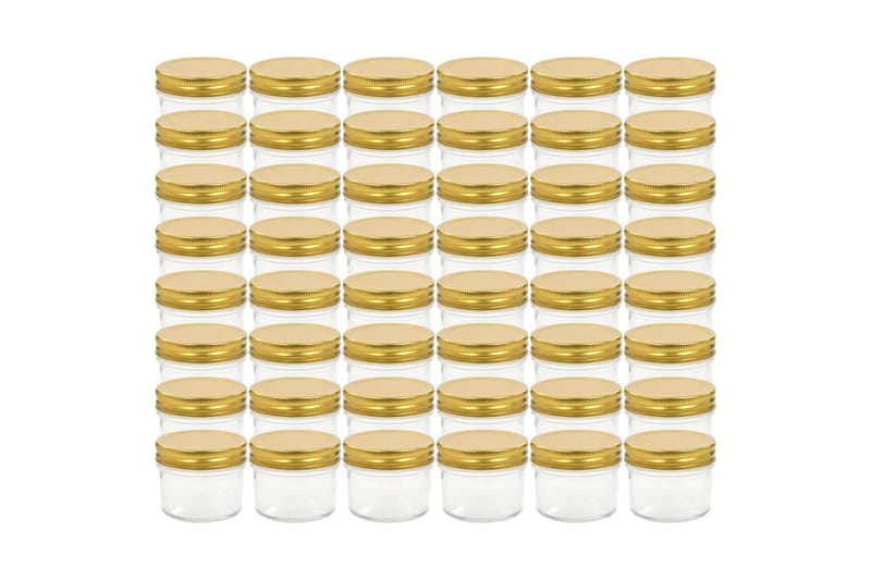 Syltetøjsglas 48 Stk. Med Guldfarvet Låg 110 Ml - Guld - Husholdning - Madlavning & Bagning - Køkkenudstyr - Dåser & syltetøjsglas