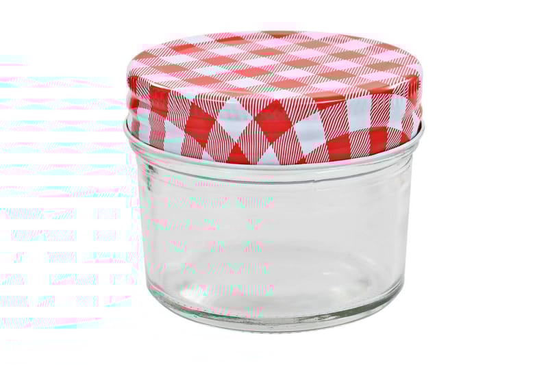 Syltetøjsglas 48 Stk. Med Hvide Og Røde Låg 110 Ml - Rød - Husholdning - Madlavning & Bagning - Køkkenudstyr - Dåser & syltetøjsglas