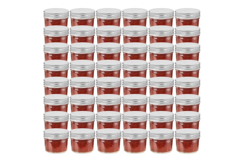 Syltetøjsglas 48 Stk. Med Sølvfarvet Låg 110 Ml - Sølv - Husholdning - Madlavning & Bagning - Køkkenudstyr - Dåser & syltetøjsglas
