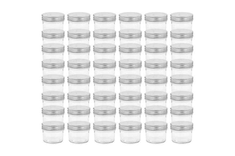Syltetøjsglas 48 Stk. Med Sølvfarvet Låg 110 Ml - Sølv - Husholdning - Madlavning & Bagning - Køkkenudstyr - Dåser & syltetøjsglas