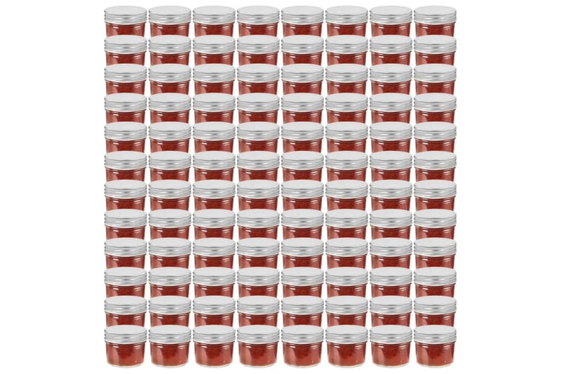 Syltetøjsglas 96 Stk. Med Sølvfarvet Låg 110 Ml - Sølv - Husholdning - Madlavning & Bagning - Køkkenudstyr - Dåser & syltetøjsglas